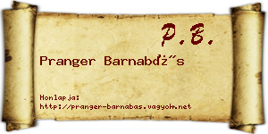 Pranger Barnabás névjegykártya